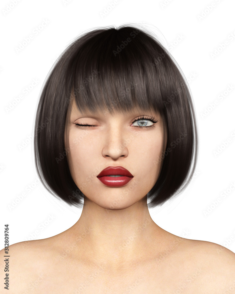 woman portrait on isolated white, 3D Rendering woman portrait on isolated white, 3D Rendering