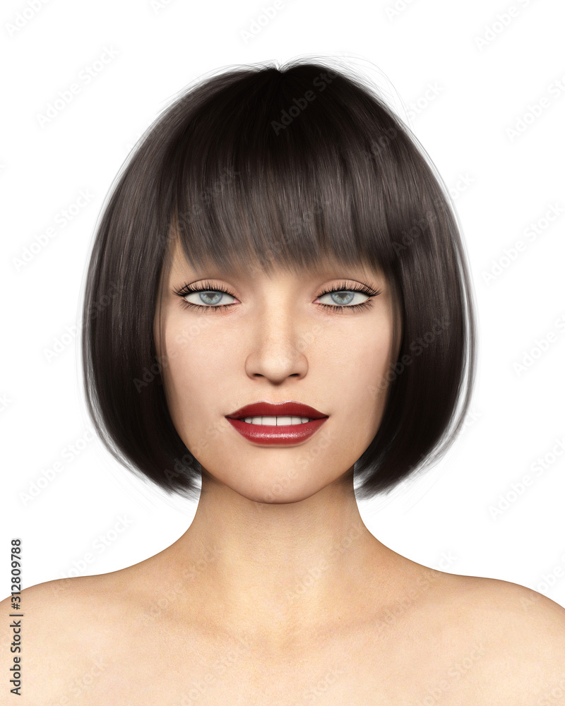 woman portrait on isolated white, 3D Rendering woman portrait on isolated white, 3D Rendering