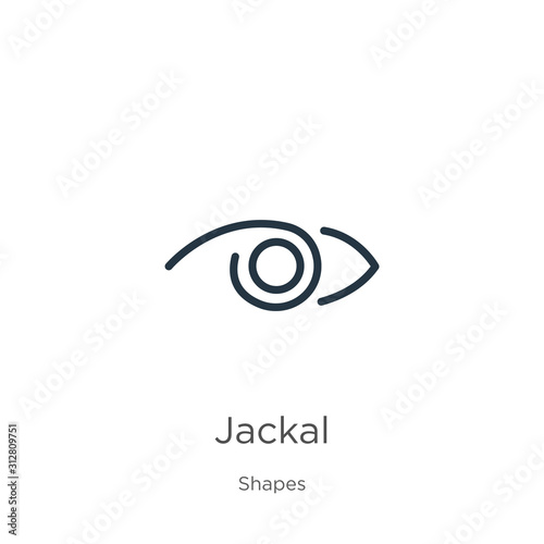 Jackal icon. Thin linear jackal outline icon isolated on white background from shapes collection. Line vector sign, symbol for web and mobile