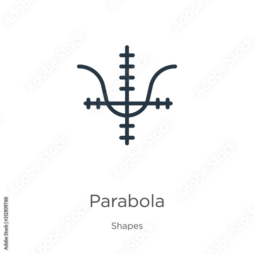 Parabola icon. Thin linear parabola outline icon isolated on white background from shapes collection. Line vector sign, symbol for web and mobile