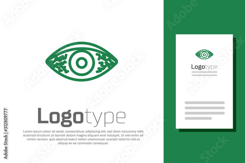 Green line Reddish eye due to viral, bacterial or allergic conjunctivitis icon isolated on white background. Logo design template element. Vector Illustration