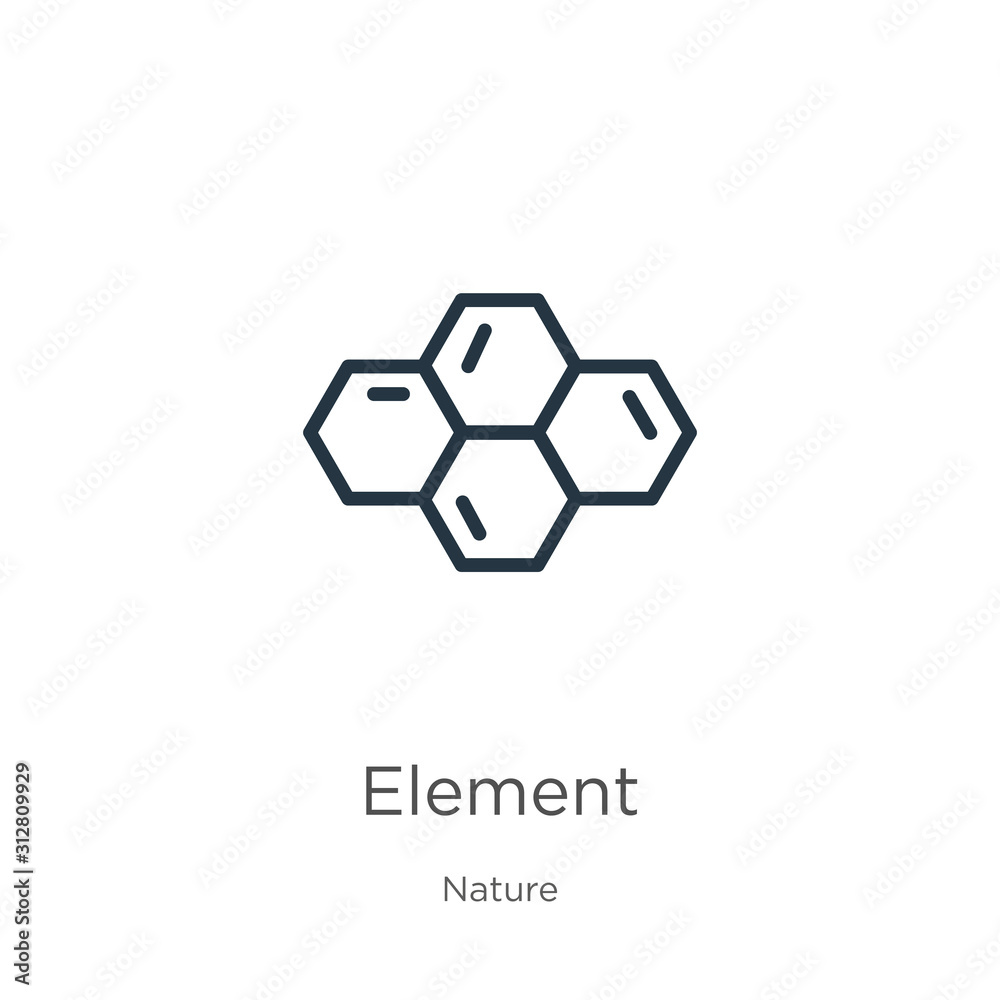 Element icon. Thin linear element outline icon isolated on white background from nature collection. Line vector sign, symbol for web and mobile Element icon. Thin linear element outline icon isolated on white background from nature collection. Line vector sign, symbol for web and mobile