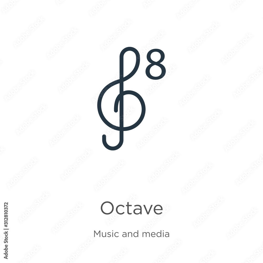 Octave icon. Thin linear octave outline icon isolated on white background from music and media collection. Line vector sign, symbol for web and mobile Octave icon. Thin linear octave outline icon isolated on white background from music and media collection. Line vector sign, symbol for web and mobile