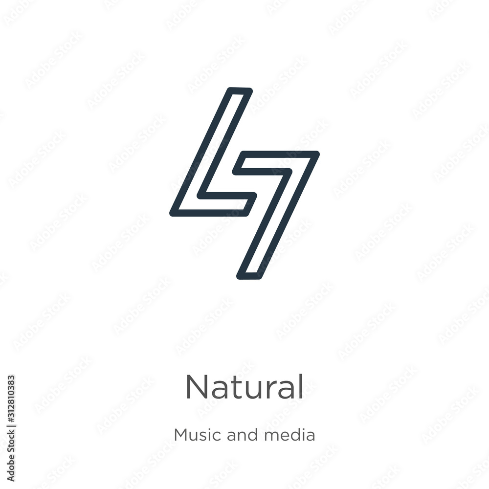 Natural icon. Thin linear natural outline icon isolated on white background from music and media collection. Line vector sign, symbol for web and mobile Natural icon. Thin linear natural outline icon isolated on white background from music and media collection. Line vector sign, symbol for web and mobile