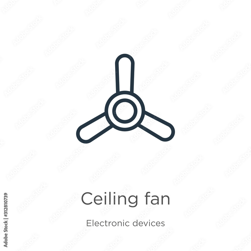 Ceiling fan icon. Thin linear ceiling fan outline icon isolated on white  background from electronic devices collection. Line vector sign, symbol for  web and mobile Stock Vector | Adobe Stock