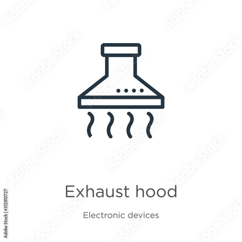 Exhaust hood icon. Thin linear exhaust hood outline icon isolated on white background from electronic devices collection. Line vector sign, symbol for web and mobile