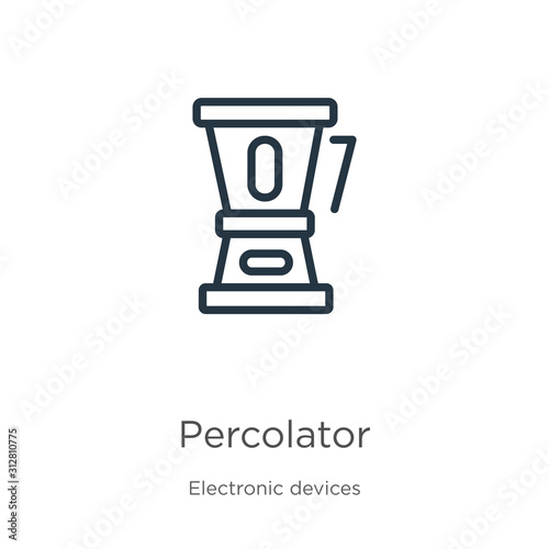 Percolator icon. Thin linear percolator outline icon isolated on white background from electronic devices collection. Line vector sign, symbol for web and mobile