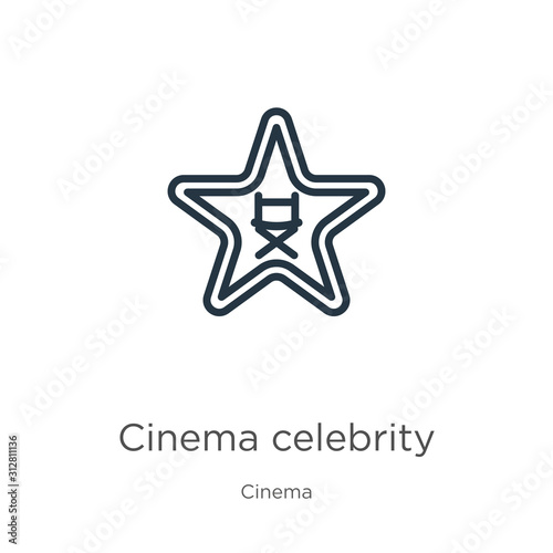 Cinema celebrity icon. Thin linear cinema celebrity outline icon isolated on white background from cinema collection. Line vector sign, symbol for web and mobile
