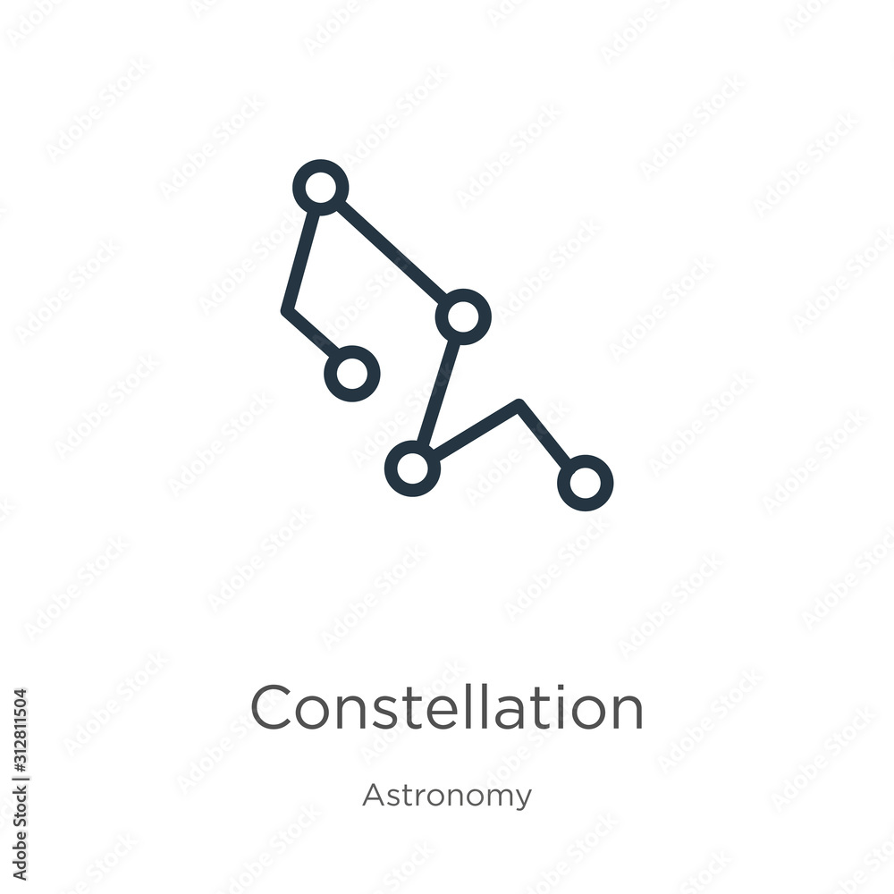 Constellation icon. Thin linear constellation outline icon isolated on white background from astronomy collection. Line vector sign, symbol for web and mobile