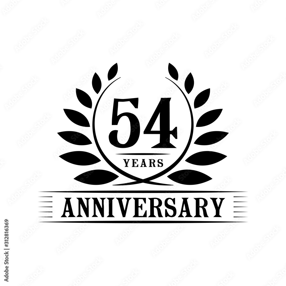 54 years logo design template. Fifty fourth anniversary vector and illustration.