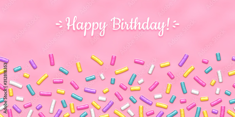 Seamless background of pink candy donut glaze with many decorative ...