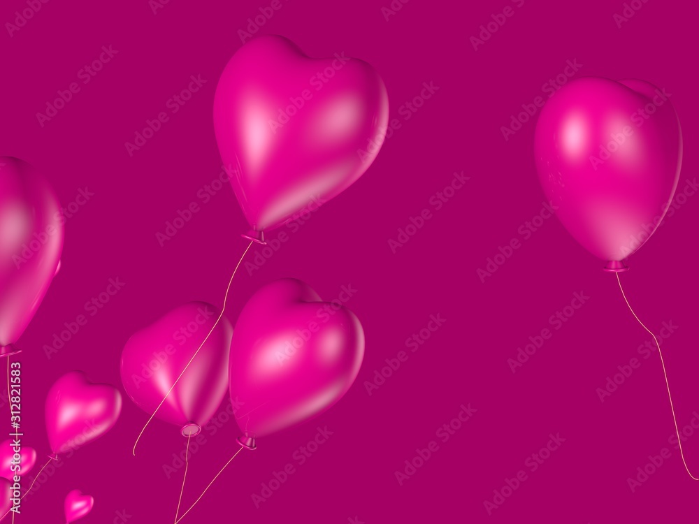 ..3d illustration of heart shaped balloon background