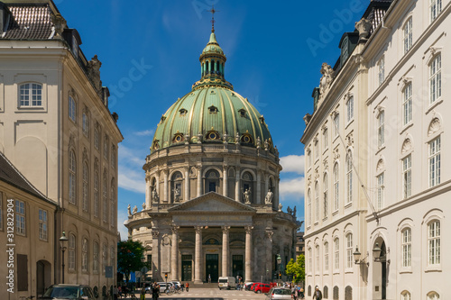 The majestic Frederik's Church in Copenhagen with it's impressive dome, also known as the Marble Church.