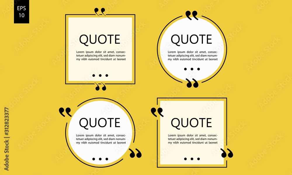 Vector Illustration Of Typography Design Remark Quote Text Box Poster Template Concept Blank Empty Frame Citation Quotation Paragraph Symbol Icon Double Bracket Comma Mark Bubble Dialogue Banner Stock Vector Adobe Stock