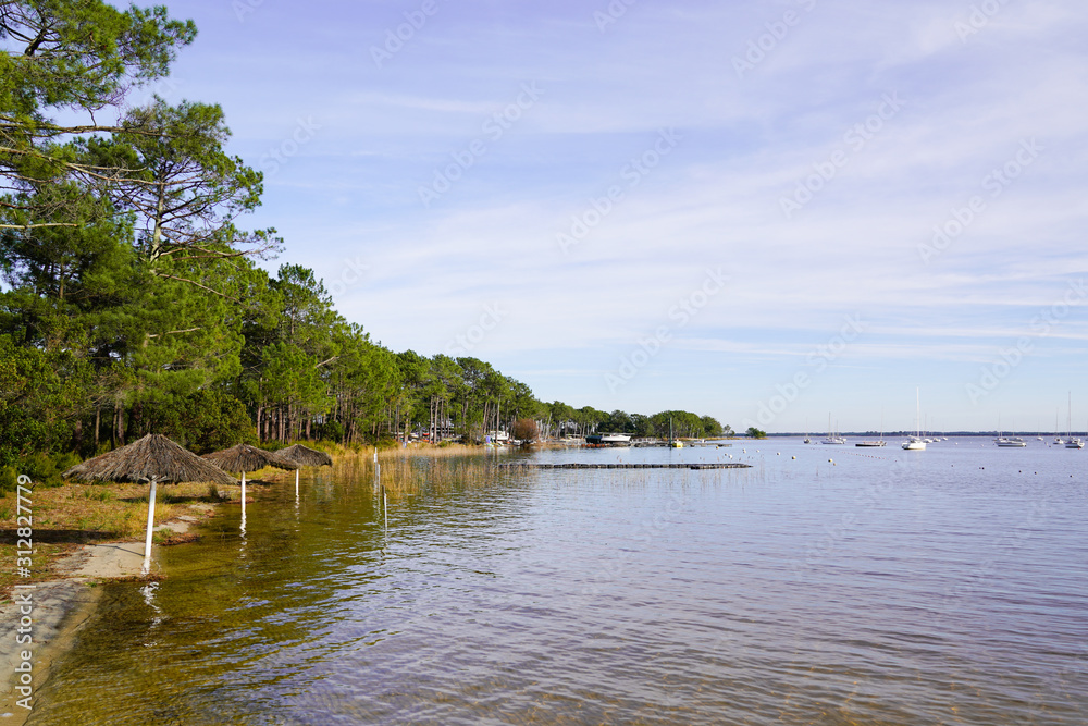 Carcans Maubuisson lake beach in Gironde Medoc France