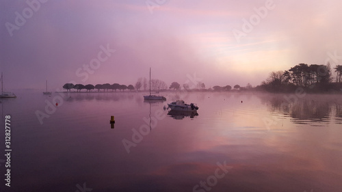 view of the hourtin lake at sunset in carcans village gironde france