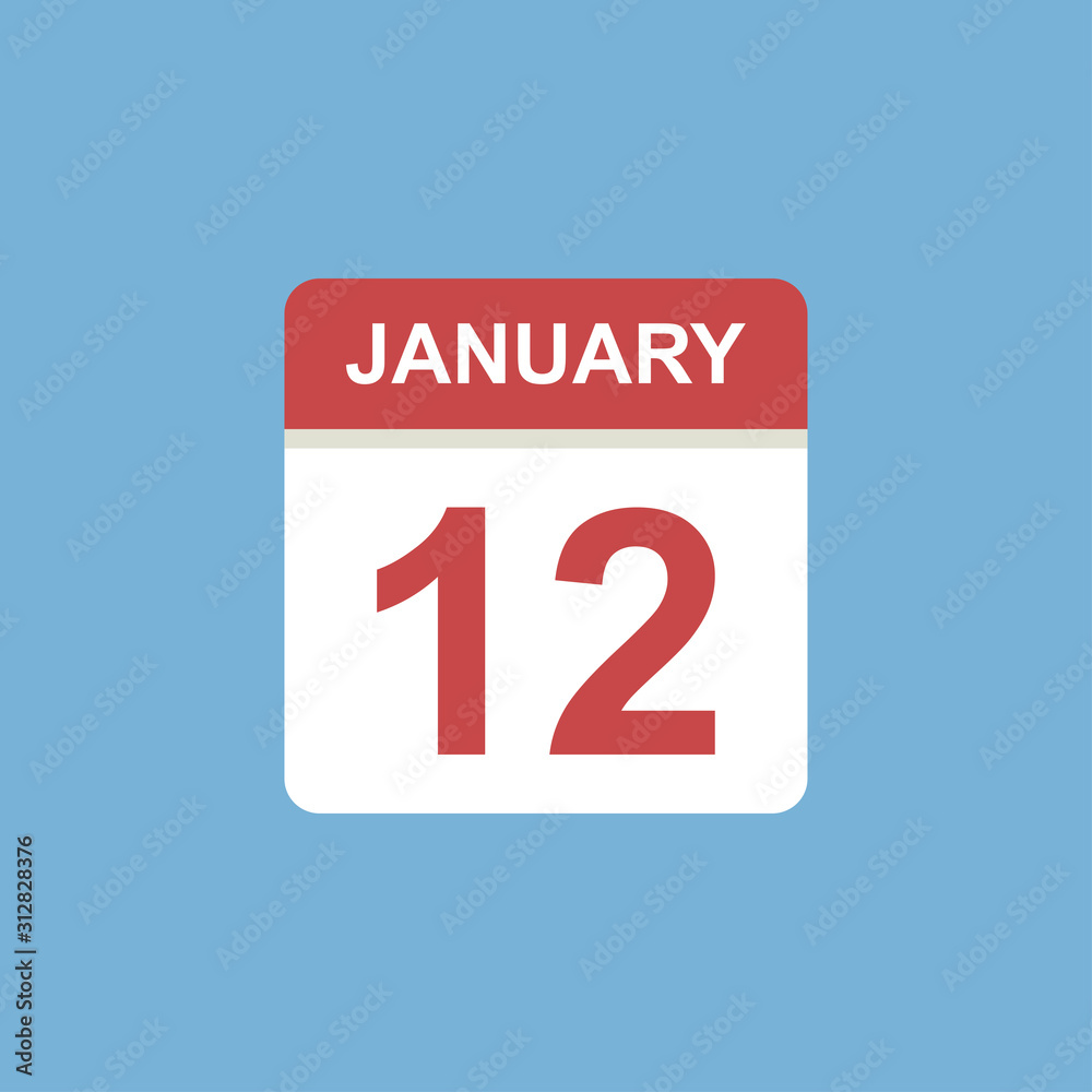calendar - January 12 icon illustration isolated vector sign symbol calendar - January 12 icon illustration isolated vector sign symbol