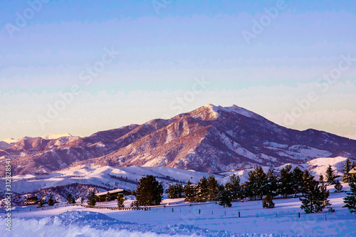 winter mountain landscape sunset