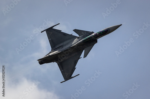 F16 rotating in air during airshow