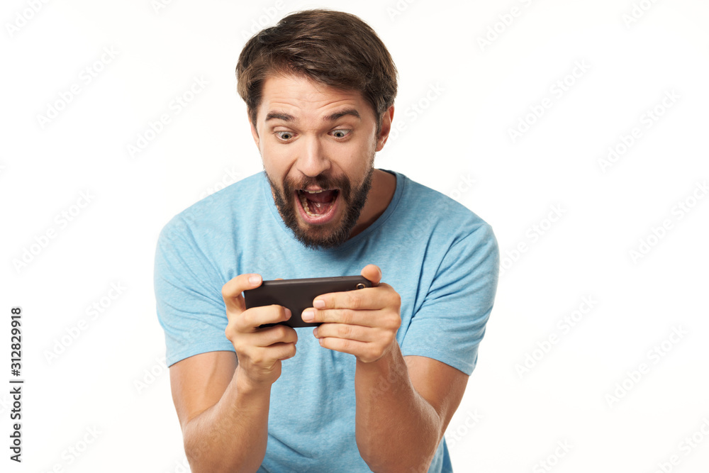 young man with remote control young man with remote control