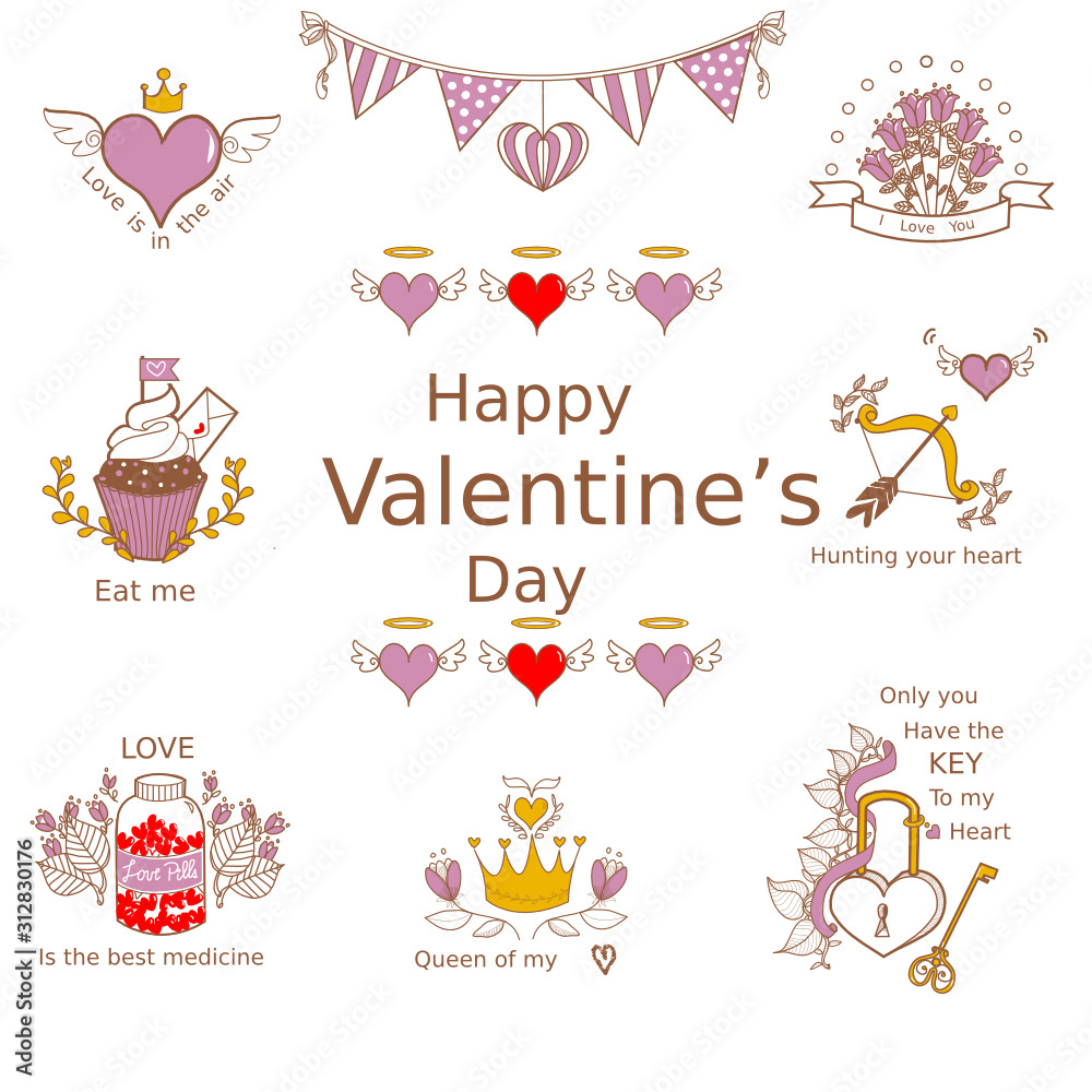 Happy Valentine’s Day Graphic resources  Pink and gold