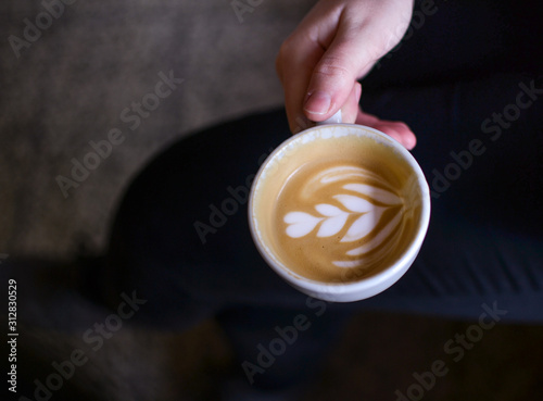 Latte art in the cup