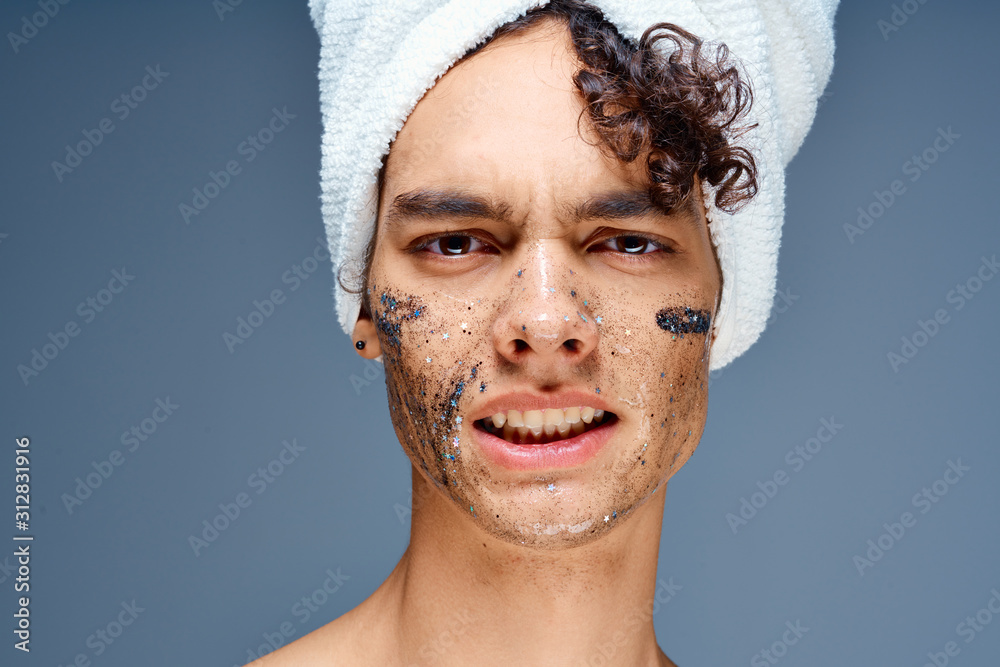 portrait of a woman with facial mask on her face portrait of a woman with facial mask on her face