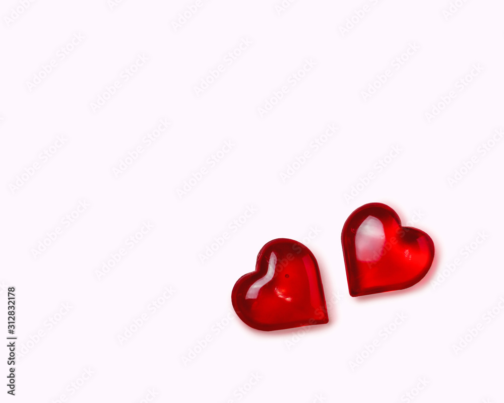 Two red hearts on a white background. Valentine's day. Two red hearts on a white background. Valentine's day.