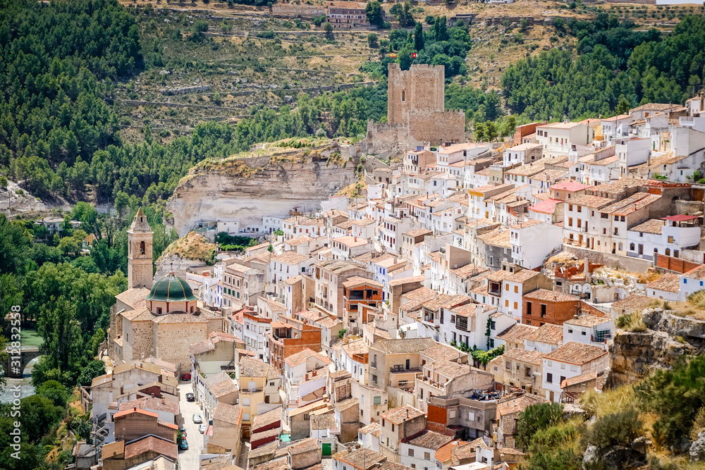 panoramic view of the town Alcalá del Jucar