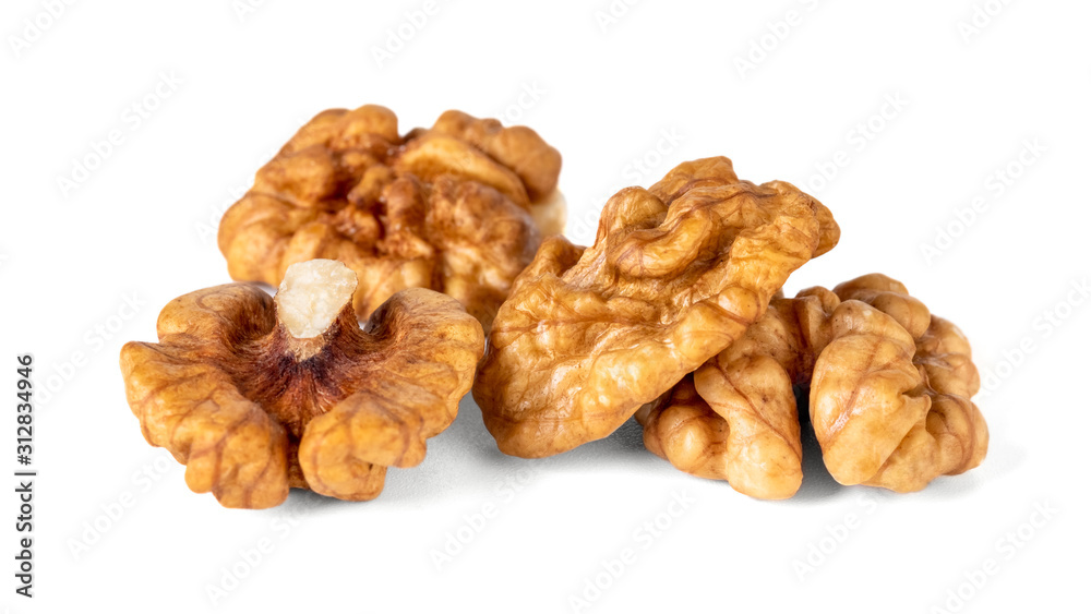 Walnut kernel isolated on white background. Food. Walnut kernel isolated on white background. Food.