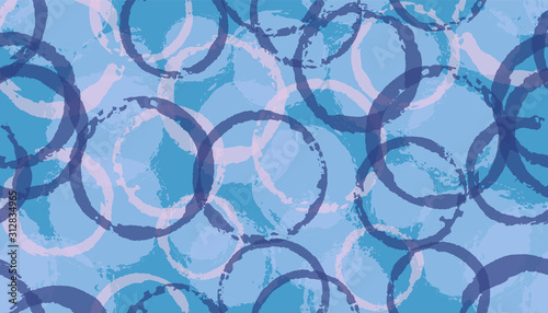 Funky watercolor circles geometry fabric print. Round shape splotch overlapping elements vector 
