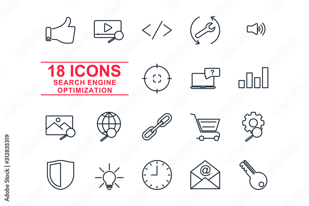 set Search Engine Optimization icon template color editable. SEO Elements pack symbol vector sign isolated on white background icons vector illustration for graphic and web design. set Search Engine Optimization icon template color editable. SEO Elements pack symbol vector sign isolated on white background icons vector illustration for graphic and web design.