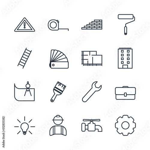 renovation, improvement and repair set icon template color editable. construction pack symbol vector sign isolated on white background icons vector illustration for graphic and web design.