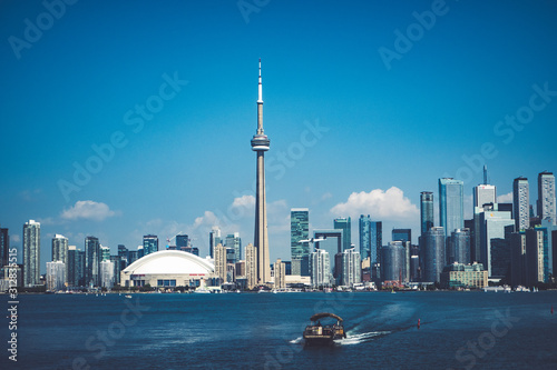Canvas Print A high-contrast view of the Toronto skyline with a dramatic sky covered in cloud