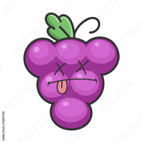 Dead grape cartoon character icon