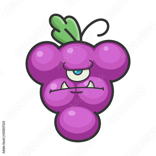 Angry monster grape cartoon character icon