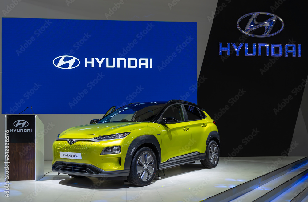 BANGKOK, THAILAND - March 26, 2019 : Hyundai KONA Electric Car concept ...