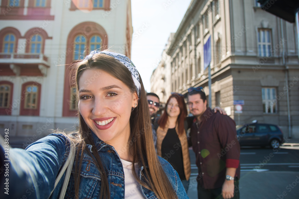 custom made wallpaper toronto digitalGroup of friends heaving fun in the city