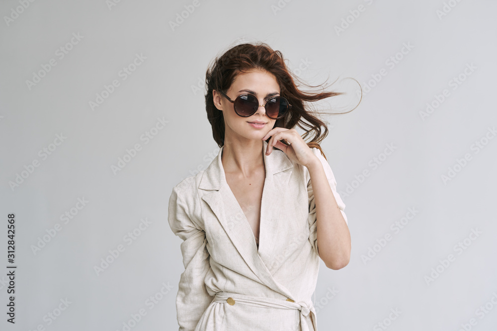 portrait of young woman with sunglasses portrait of young woman with sunglasses