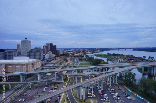 Memphis downtown and riverfront landscape, State of Tennessee