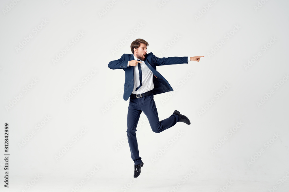 Obraz businessman jumping in the air fototapeta, plakat