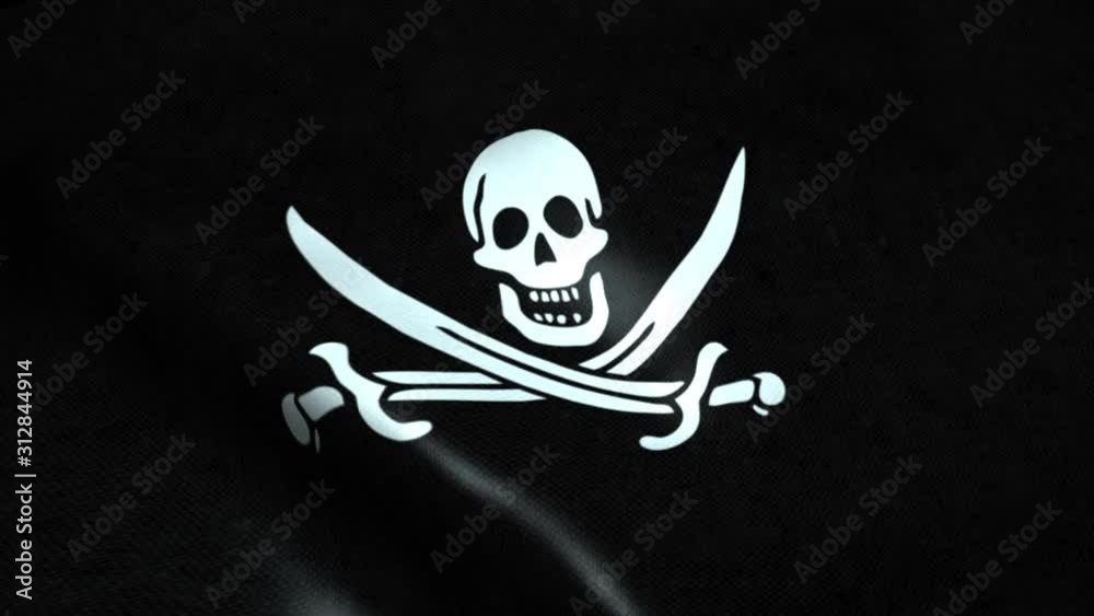 Pirate waving flag with crossed swords. Sign of Skull and swords Pirate ...