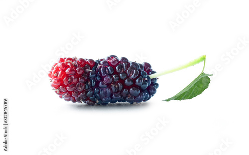 Isolated of  red mulberry fruit on white background with clipping path. photo