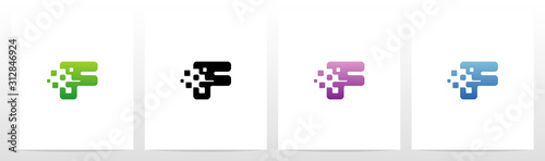 Rounded Edge Pixel Eroded Letter Logo Design F