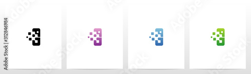 Rounded Edge Pixel Eroded Letter Logo Design I