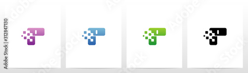 Rounded Edge Pixel Eroded Letter Logo Design P