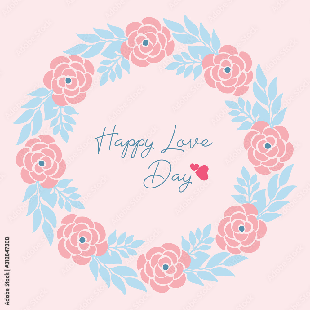 Elegant decorative of crowd leaf and flower frame, for romantic happy love day greeting card design. Vector