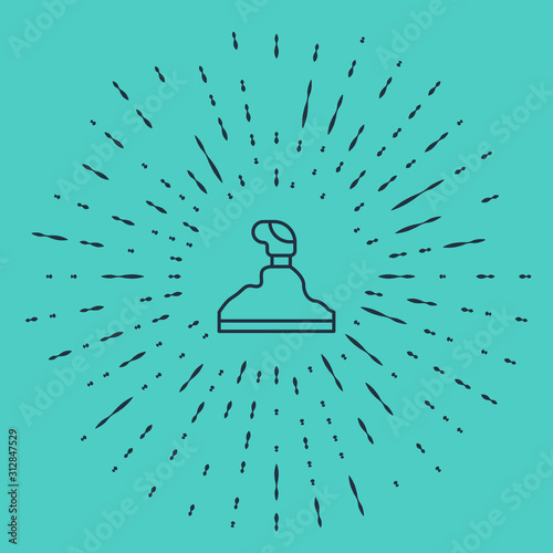Black line Gear shifter icon isolated on green background. Transmission icon. Abstract circle random dots. Vector Illustration