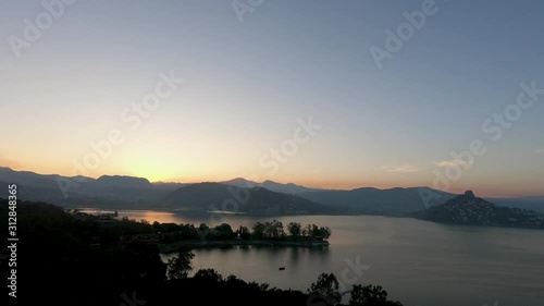 Wonderful timelapse sunrise landscape in Valle de Bravo Mexico with mountains and lake.mov photo