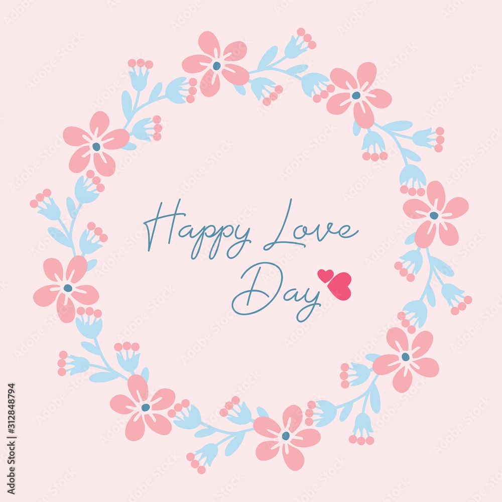 Romantic and beautiful wreath frame, for happy love day greeting card design. Vector
